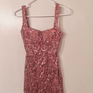 Pink Sequin Embellished Dress